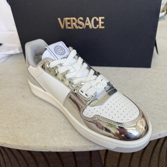 Versace MedusaMensLeather White/Silver Sneakers 11 US EU (44 - Picture 4 of 10